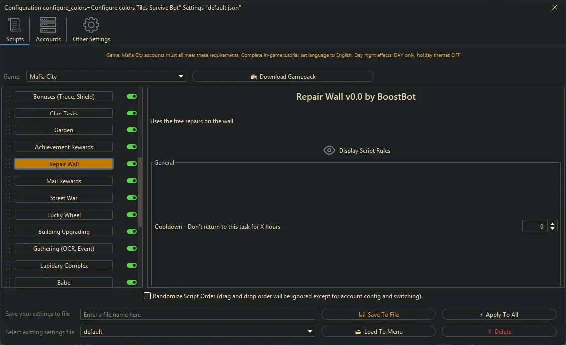 Mafia City Bot - Repair Wall