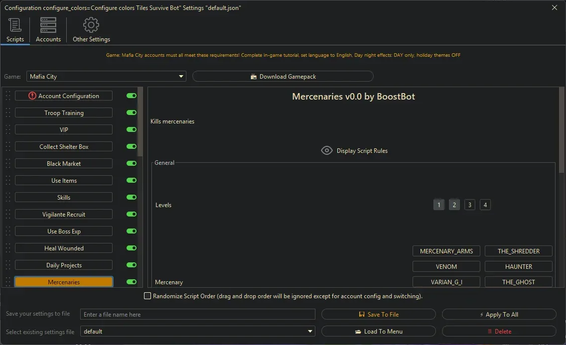 Mafia City Bot - Mercenaries