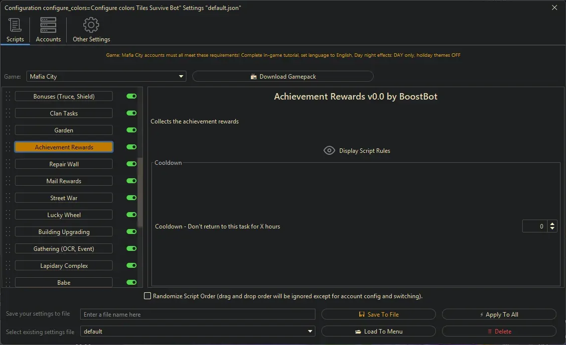 Mafia City Bot - Achievement Rewards