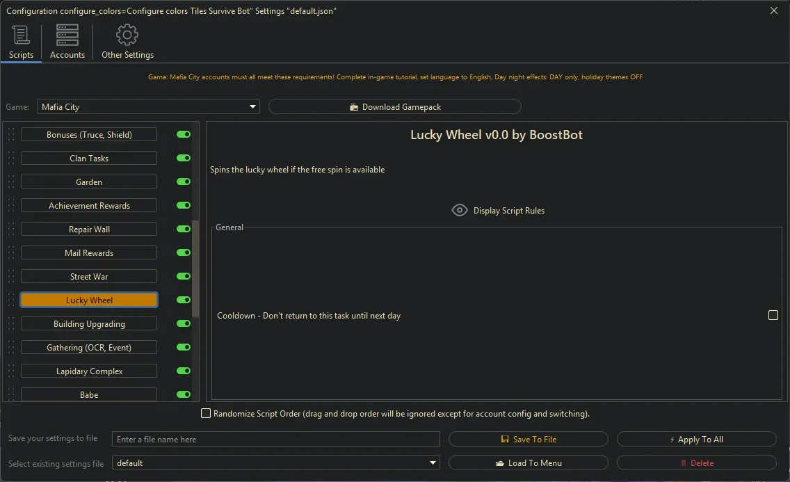 Mafia City Bot - Lucky Wheel